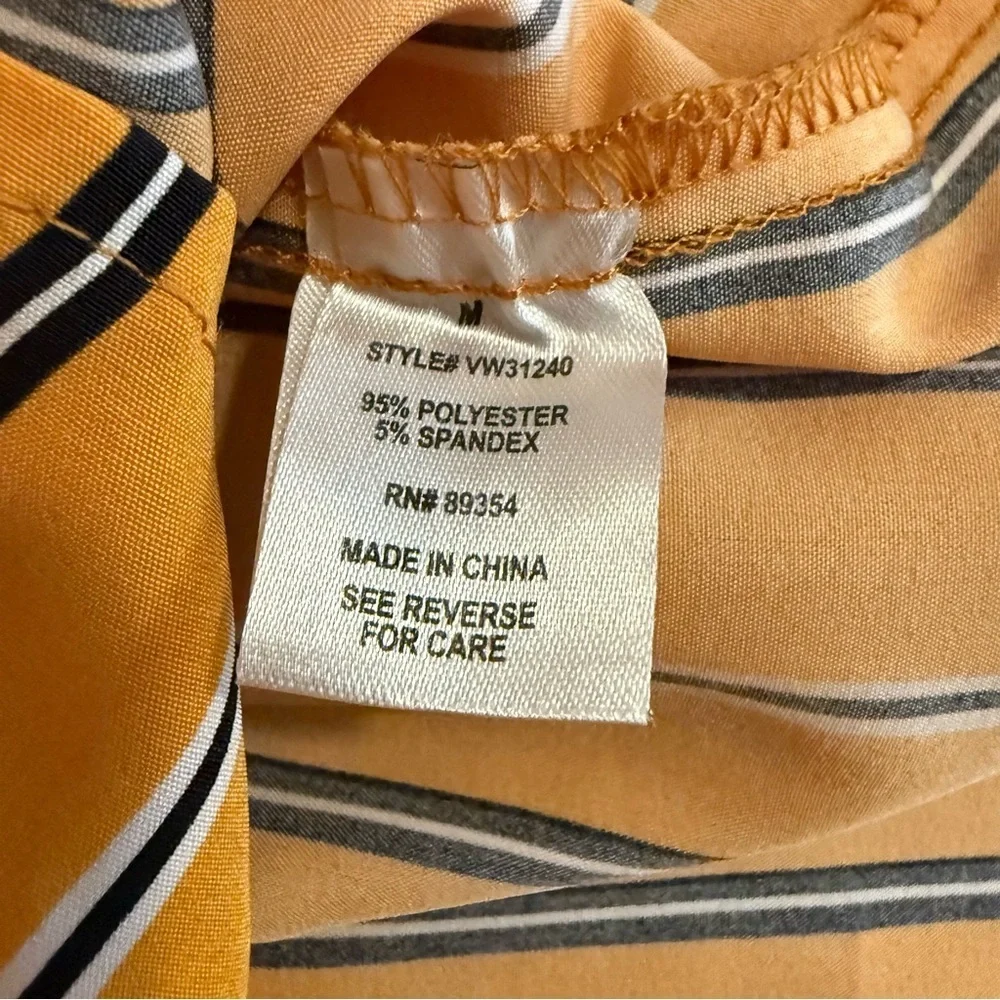 Adrienne Vittadini Yellow Striped Button-Up Shirt - Picture 7 of 7
